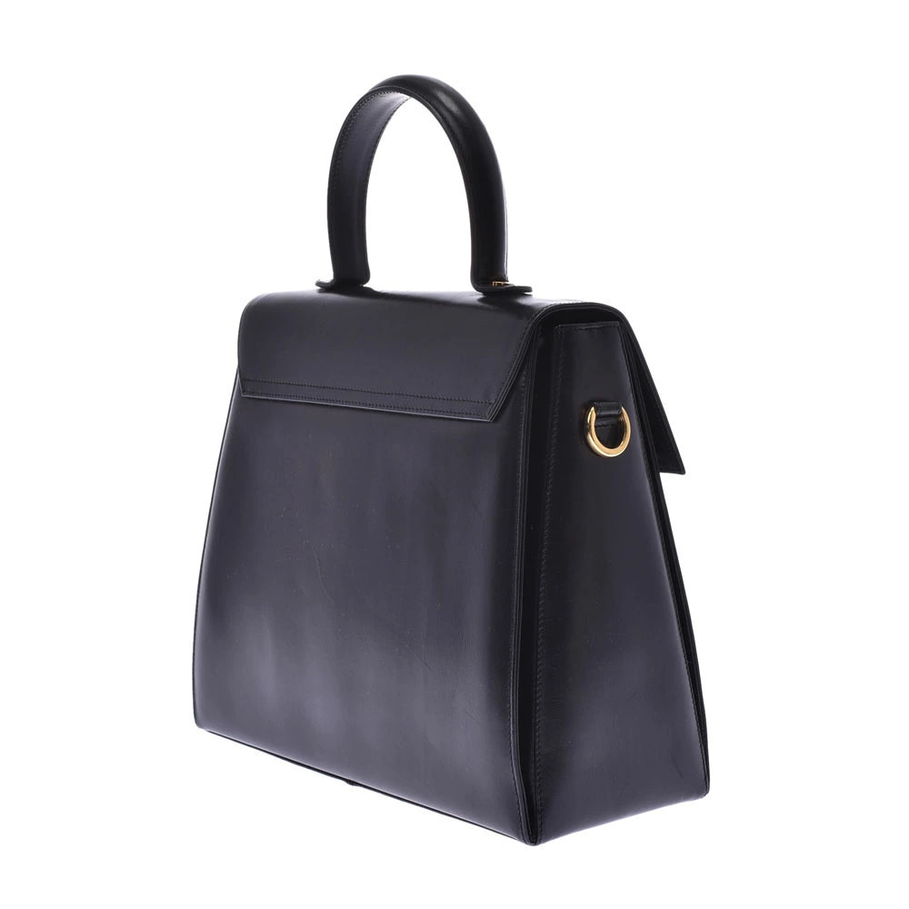 Salvatore Ferragamo Calfskin Black Bag Handbag Gancini